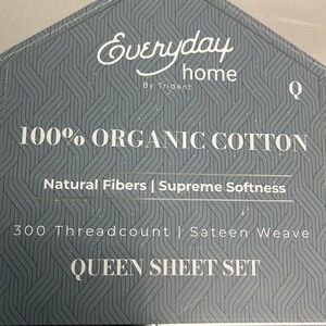 BNWT Organic Cotton Bed sheet Queen 4 pcs/set  100% cotton Grey by Trident